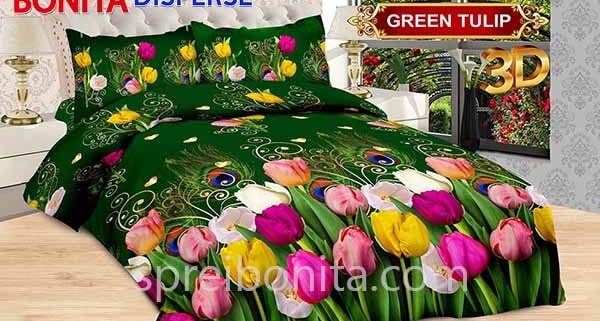 Sprei Bonita Green Tulip 3D King 180x200